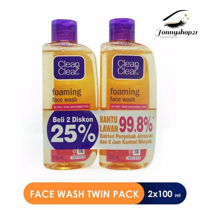 Clear &amp; clear Foaming facial wash isi 2 pcs x 100ml