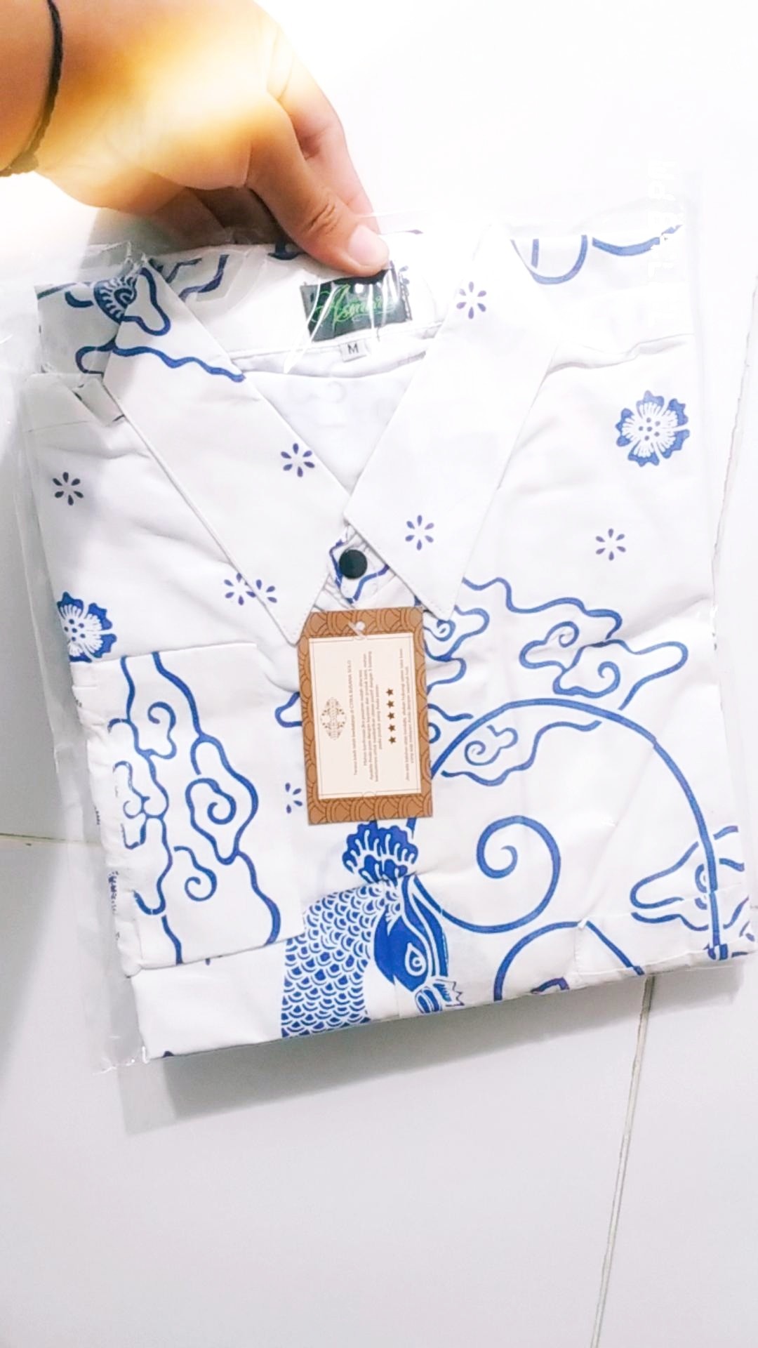 Merak Putih Pendek Kemeja Batik Pria Full Furing Bahan Katun Halus Sragenan