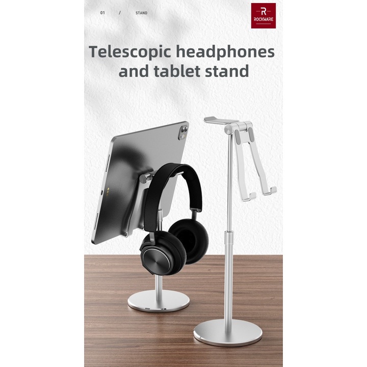 31 ROCKWARE Desktop Scalable Telescopic Stand Holder Tablet and Headphone