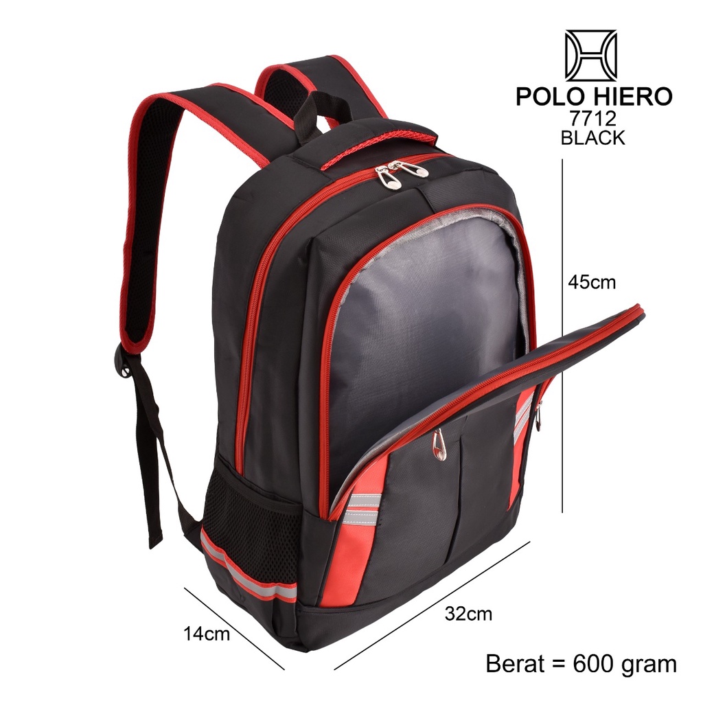 (RF) Tas Fashion Polo Hiero 7712 Tas Sekolah Ransel Backpack [Free Rain Cover]