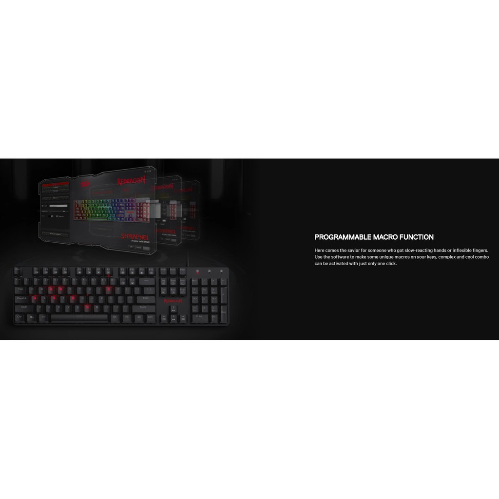 Keyboard Gaming Mechanical Redragon Wired usb Macro program Low Profile switch RGB SHRAPNEL K589RGB