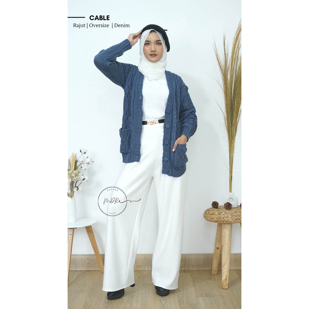 CABLE  Knit Sweater Rajut 3 Get Ful Kancing Polos Tebal Premium Cardigan Oversize