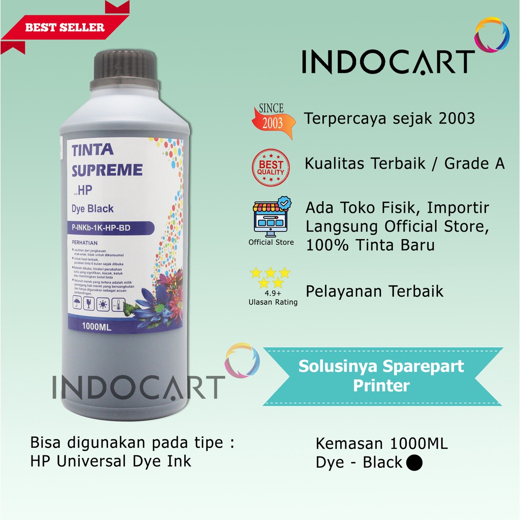 IndoCart Tinta Refill Printer HP GT51 GT52 GT 51 52-Dye Ink-1kg