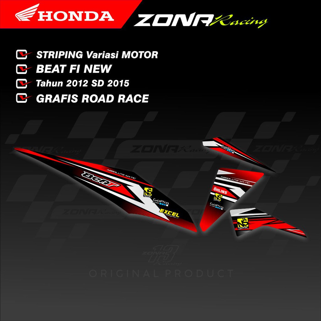 STRIPING VARIASI STICKER LIST HONDA BEAT FI NEW 2012-2015 GRAFIS ROAD RACE