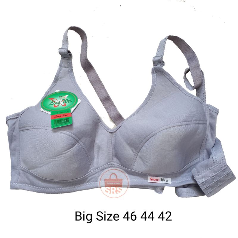 Bra Ling Wei Sports Bra Jumbo Big Size 46, 44, 42, 40, 38, 36 BH Tanpa Kawat) BH Wanita Sport Bra