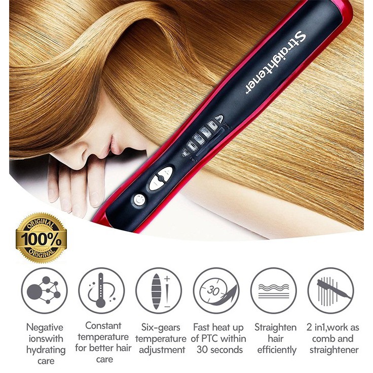 JBI-0017 Sisir Profesional Hair Straightener Catok Sisir Pelurus Rambut New Generation HQT-908B