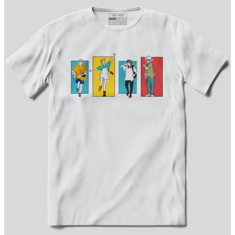 Kaos Jujutsu Kaisen Gojo Satoru Yuji Megumi Nobara Tshirt Friendship Waifu Husbu Otaku Wibu Tokyo White Jujutsu Kaisen