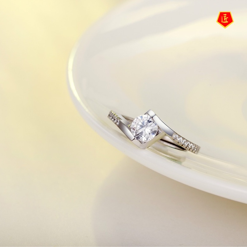 [Ready Stock]Korean Style Graceful Fashionable Silver Diamond-Studded Ring