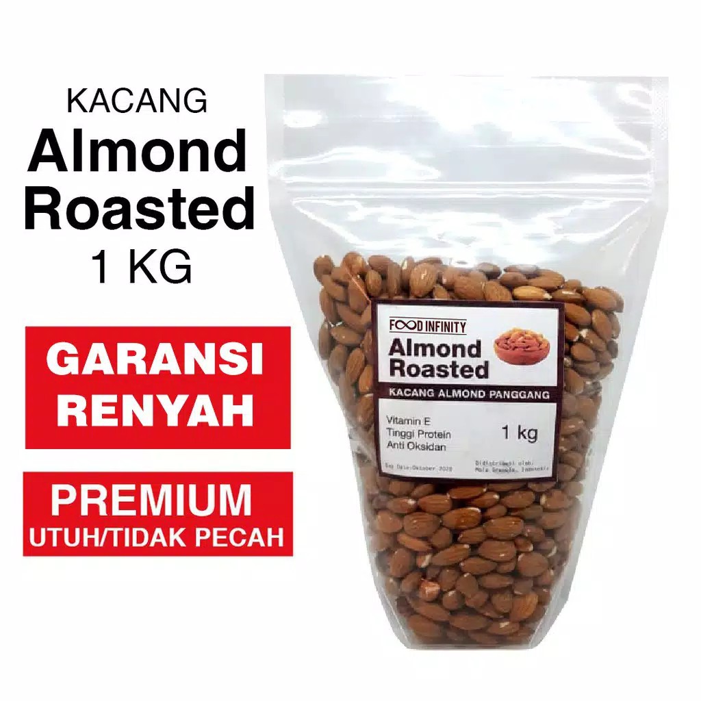 

Almond Roasted 1 kg GRADE A PREMIUM / Almond Panggang.