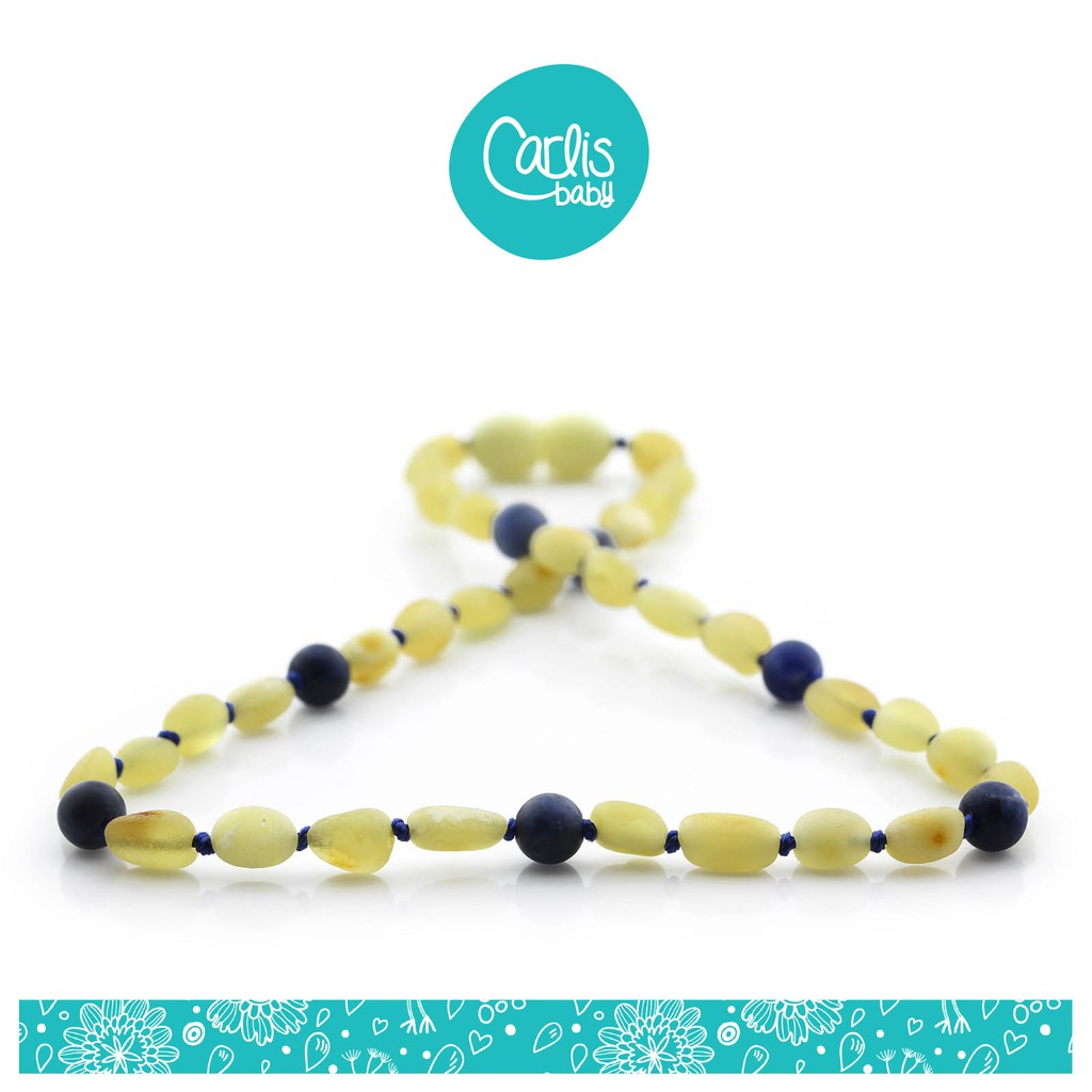 Kalung Amber tumbuh gigi bayi dengan Sodalite AG37 by Carlis Baby