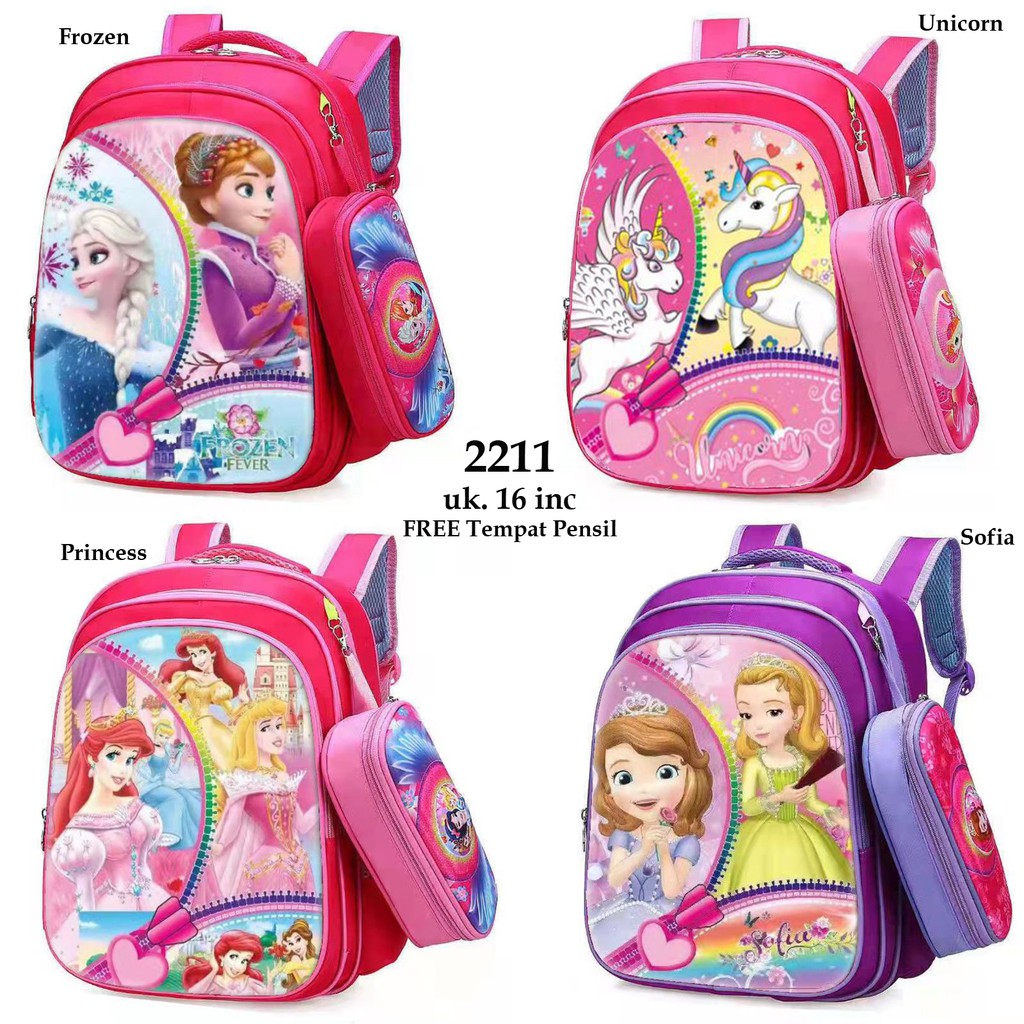 Tas Sekolah SD Ransel Anak Perempuan Karakter Timbul Tas Anak Import 3D Emboss Waterproof