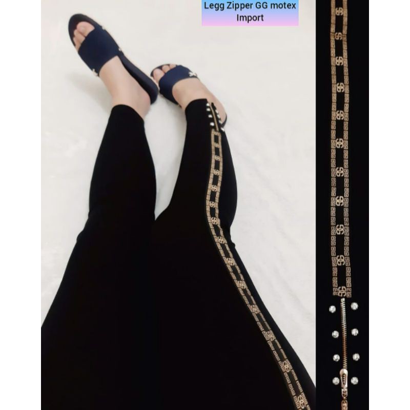 NEW LEGGING IMPORT ZIPPER GG MOTE/LEGGING MURAH