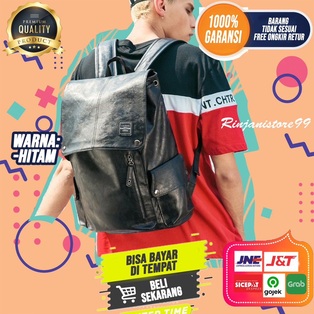 Ransel Kulit Pria - Backpack Kulit Pria - Tas Ransel Pria Original Branded F69