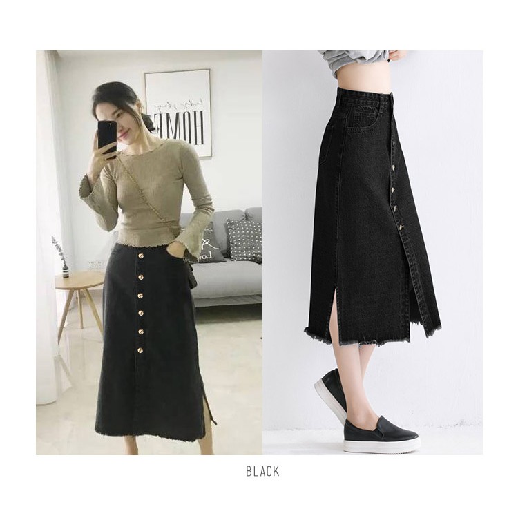 KARAKOREA 6136 Zaskia Denim Skirt Rok denim Panjang Rok Wanita Jeans