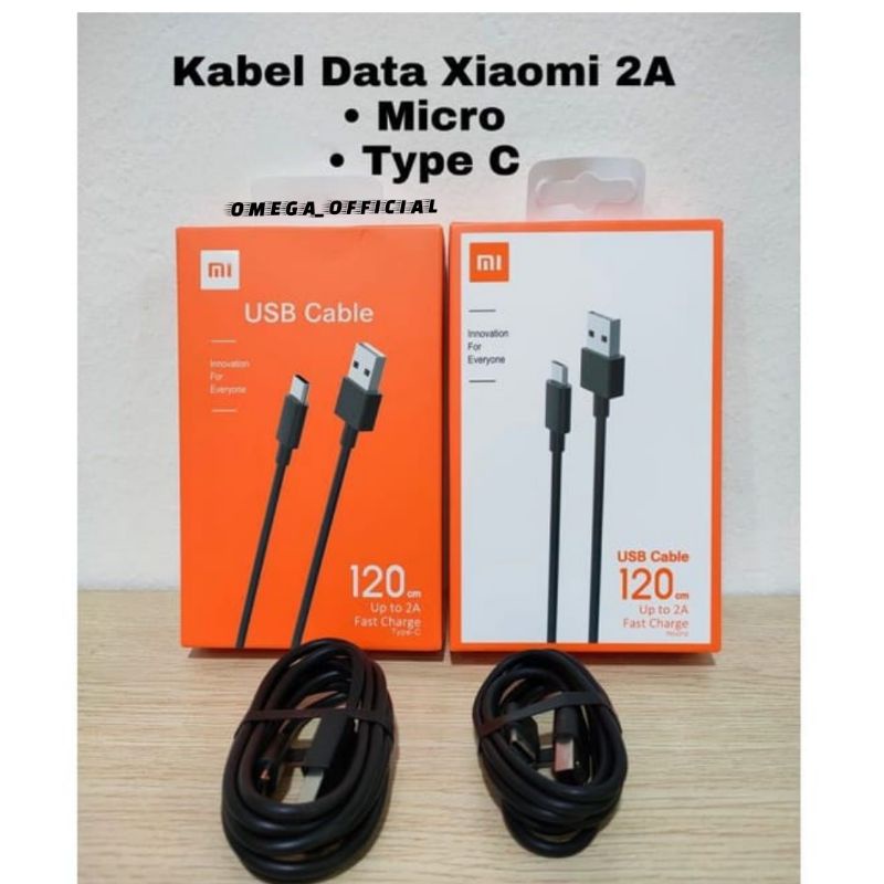 (OM) KD KABEL DATA XIAOMI 2A 120CM ORIGINAL 100% MICRO &amp; TYPE C