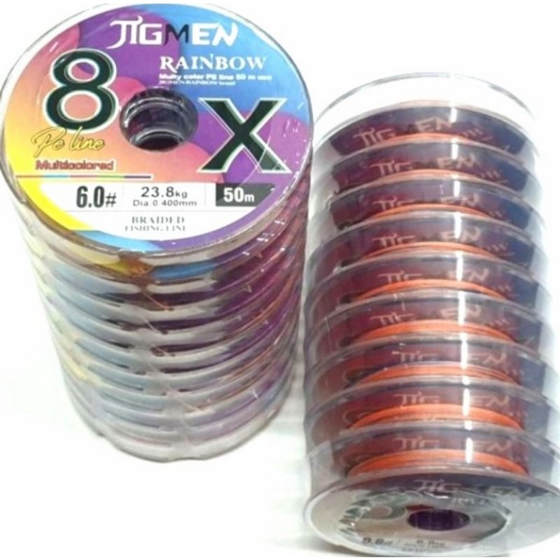Senar Pancing PE X8 Jigmen 50M Rainbow Multicolor