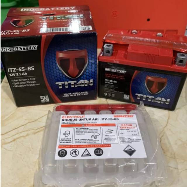 Aki Titan Indobattery ITZ-5S MF untuk Yamaha xeon-x ride- Fino, Honda beat-Scoopy-Spacy, Suzuki spin