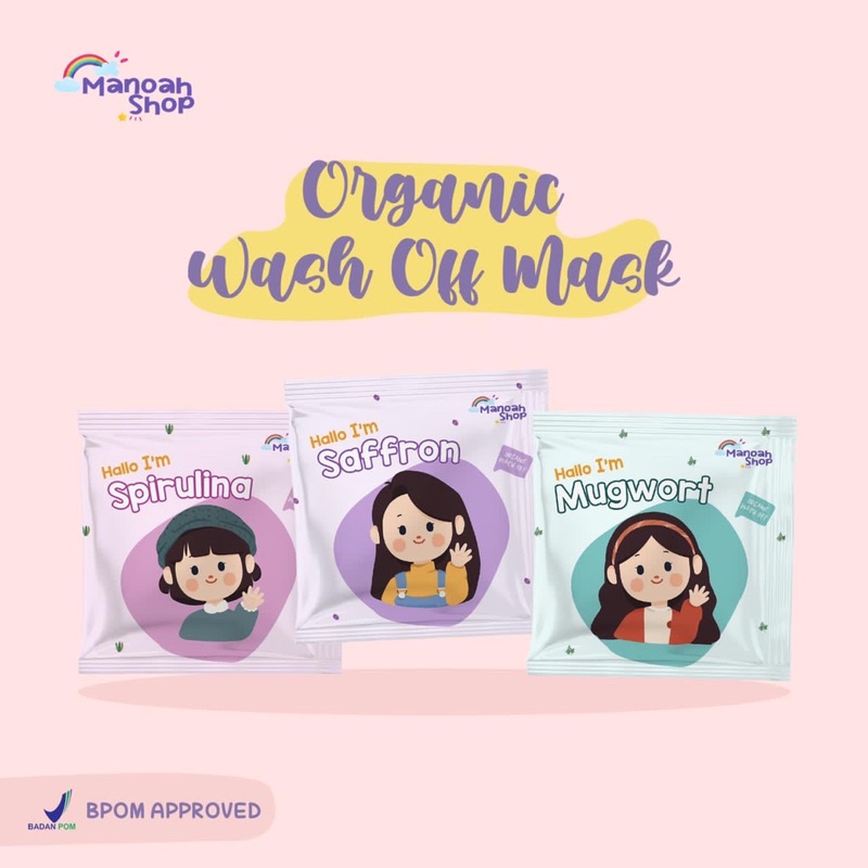 [BISA COD-BPOM-FREE GIFT RANDOM] Masker Organik by Manoah Saffron Mugwort Spirulina