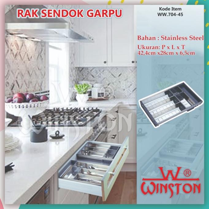 Rak Sendok Stainless Winston WW.704-45 for Kitchen Set Laci Kabinet