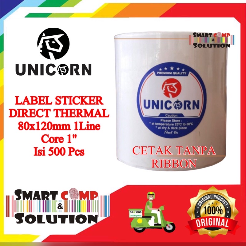 Kertas Stiker Label Barcode Thermal 80x120mm / 8x12cm / 80x120 @500pcs