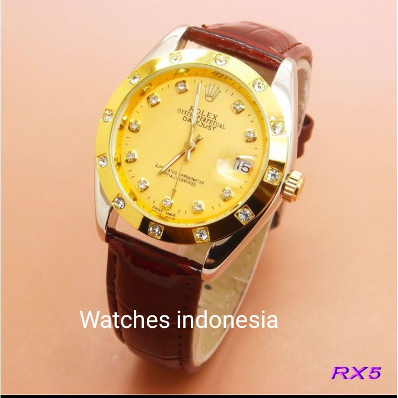 Jam Tangan Wanita Rolex Automatic Datejust Kulit