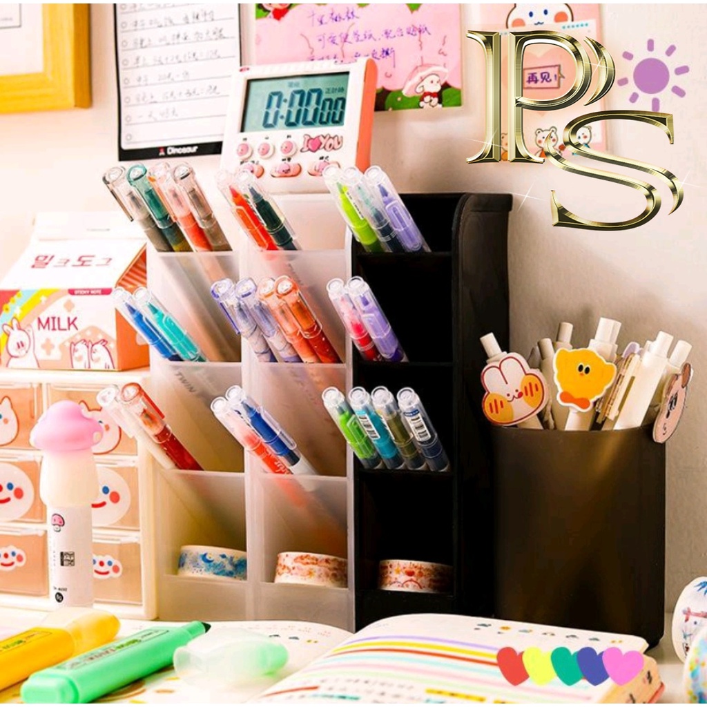 Rak Pen Holder / Tempat Pensil Transparan / Tempat Kuas Makeup / Organizer Stationery / Organizer Ma