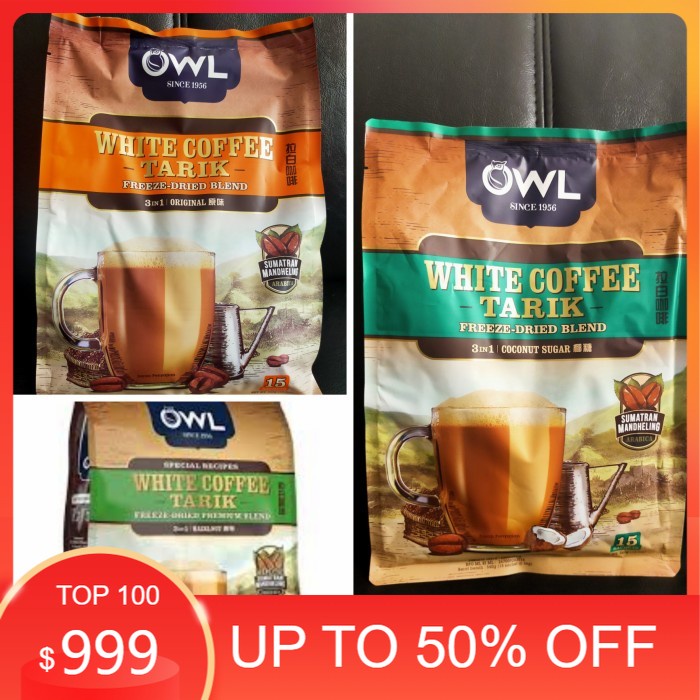 

OWL WHITE COFFEE TARIK 3 IN 1/ORIGINAL/HAZELNUT/COCONUT SUGAR - Coconut Sugar