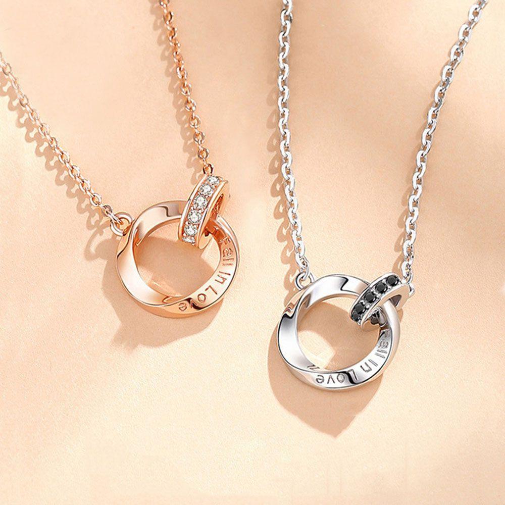 Kalung Couple LILY Creativite Double Buckle I Love You Pendant