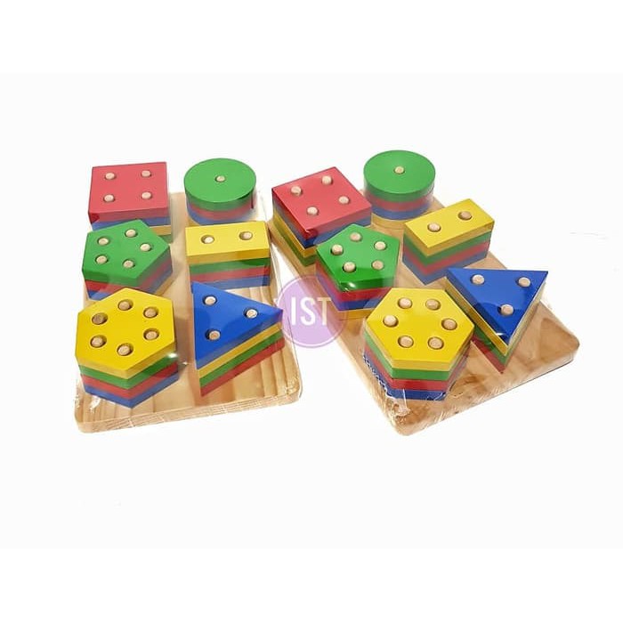 mwn.toys Mainan Edukatif Kayu Geometri Basic Shape 6 Bentuk