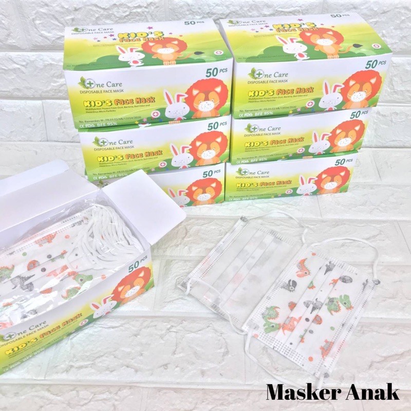 MASKER ANAK MOTIF 3PLY BOX RANDOM / MASKER ANAK EARLOOP NONWOVEN MURAH