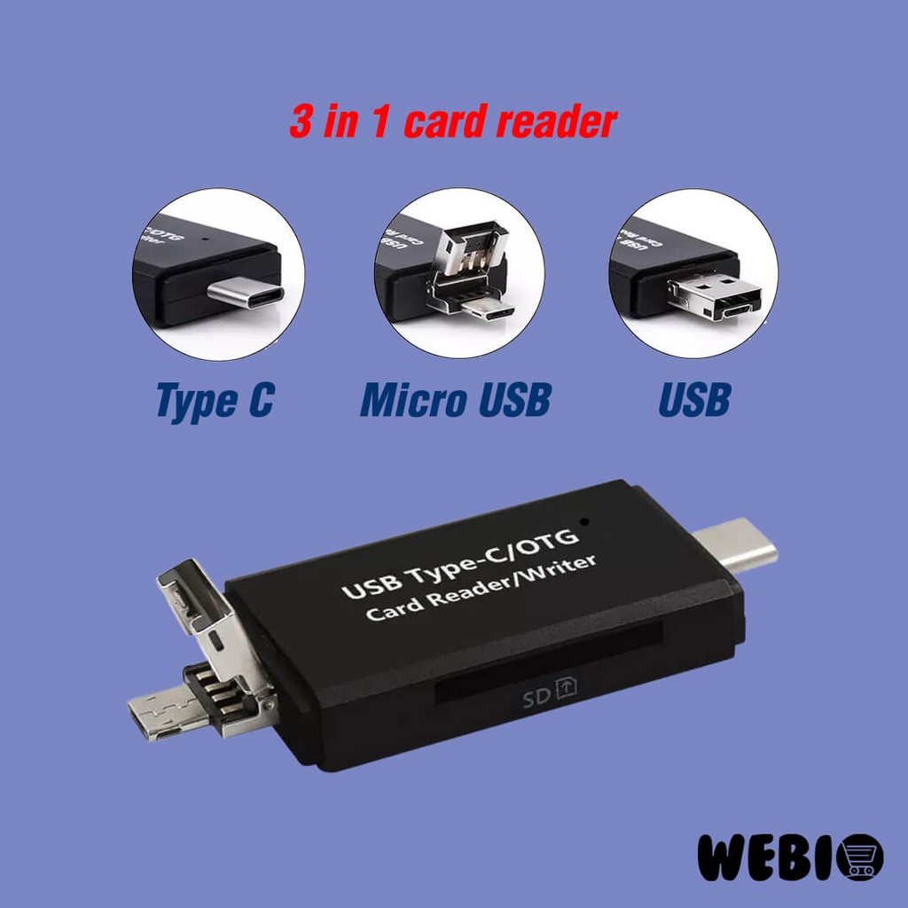 Card Reader Type C / USB / Micro USB / SD / Micro SD Card Rider OTG HP