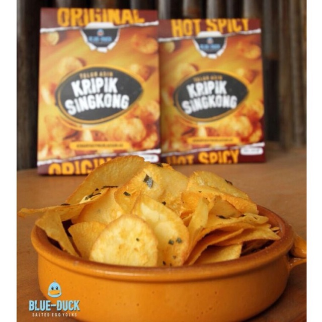 Keripik singkong & keripik kentang salted egg blue duck