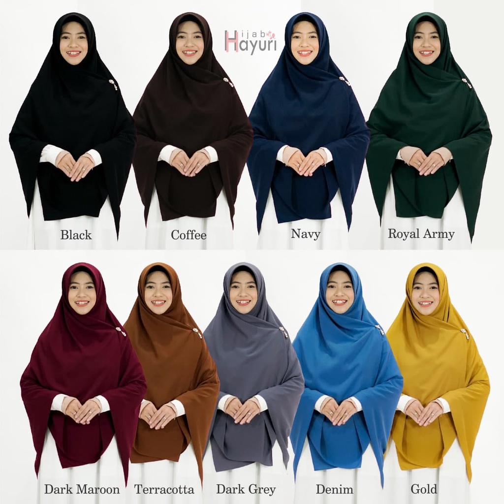 Hijab Syari HAYURI Khimar Segiempat Polos Wolfis Wollpeach Premium Jilbab Syar'i