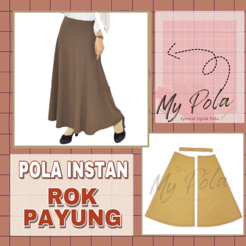 [COD]Pola instan rok payung - pola instan rok setengah lingkaran - pola jiplak rok