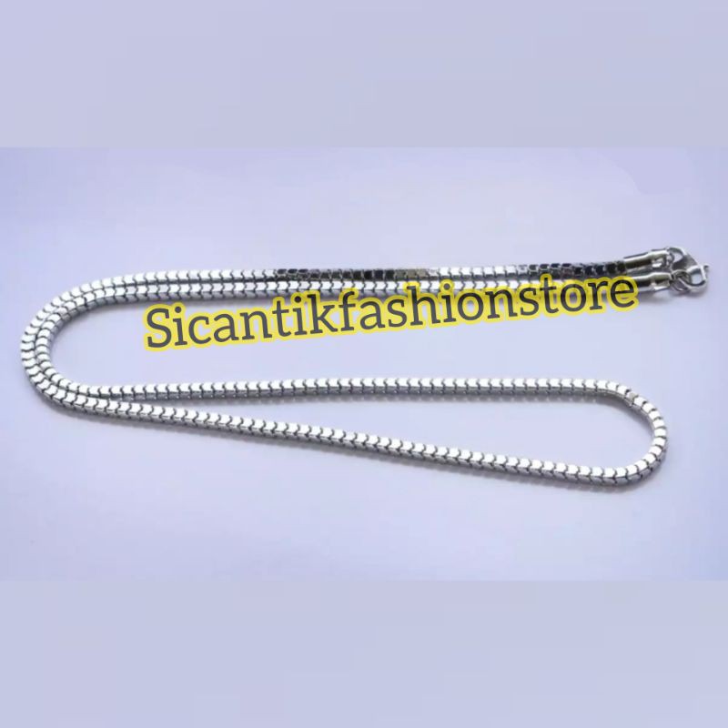 Kalung Titanium Milano Silver anti Karat tidak luntur Kalung Milano Perhiasan pria wanita terlaris