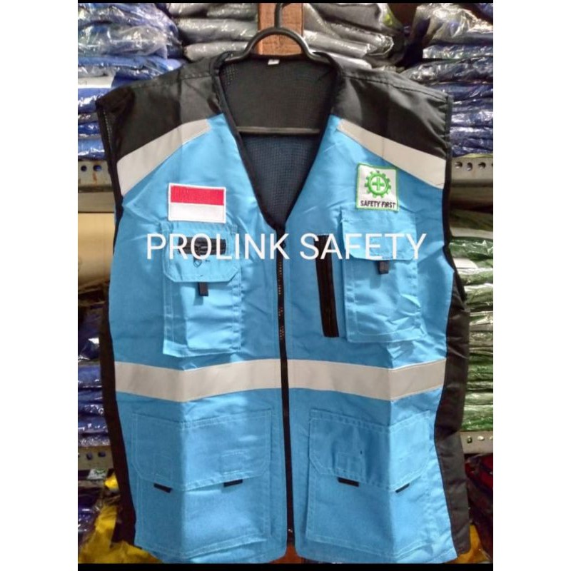 ROMPI SAFETY BAHAN FULL TASLAN BIRU MUDA TOSKA PAKAI FURING FREE LOGO