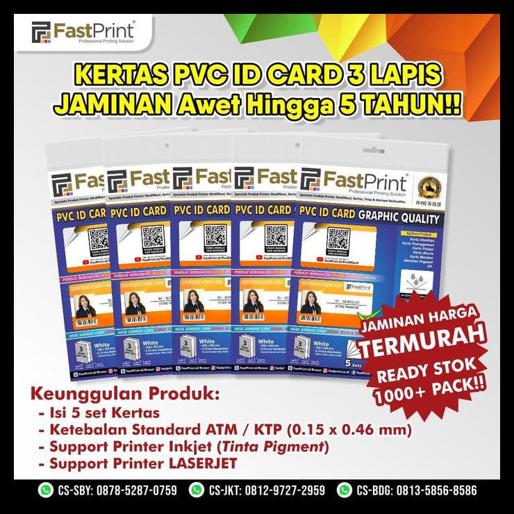 

Kertas Lembaran Pvc Bahan Id Card Blank Fast Print A4 5 Pcs - 0.15X0.46