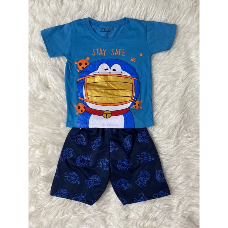 Setelan anak laki2-baju anak laki2-setelan anak Doraemon 1-9 tahun