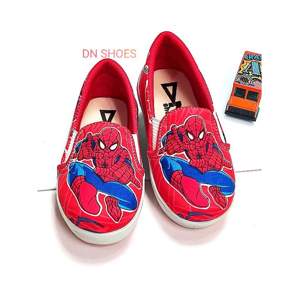 Sepatu Anak Laki Laki Sepatu Formal Anak Sepatu Anak Pria Slip On Anak Karakter Spiderman merah New Murah Keren