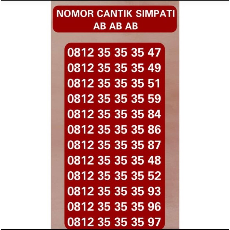 NOMOR CANTIK SIMPATI URUT Kembar ABABAB Super cantik 4G