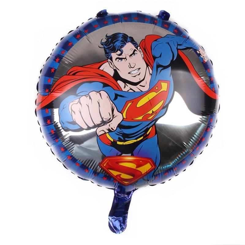 Supermennnn Superhiro Balon Foil Bentuk Bulat gambar 2 sisi