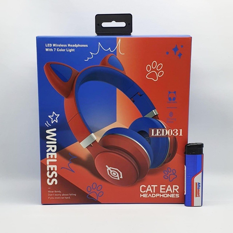 HEADPHONE BLUETOOTH LED 7 WARNA KUCING