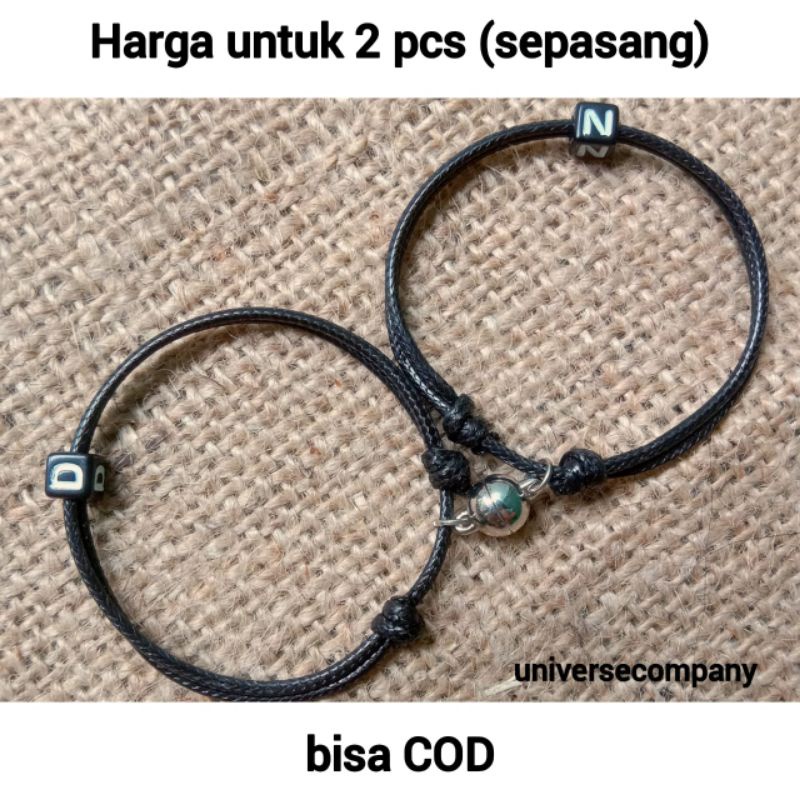 [UC] 2 PCS GELANG MAGNET COUPLE INISIAL / GELANG MAGNET COUPLE / GELANG TALI KOREA / GELANG INISIAL (SUDAH DAPAT 2 PCS)