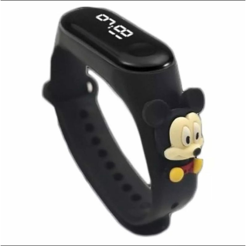Jam tangan anak Elektronik LED display Tahan Air karakter motif kartun lucu  bahan rubber-Mickey Mouse