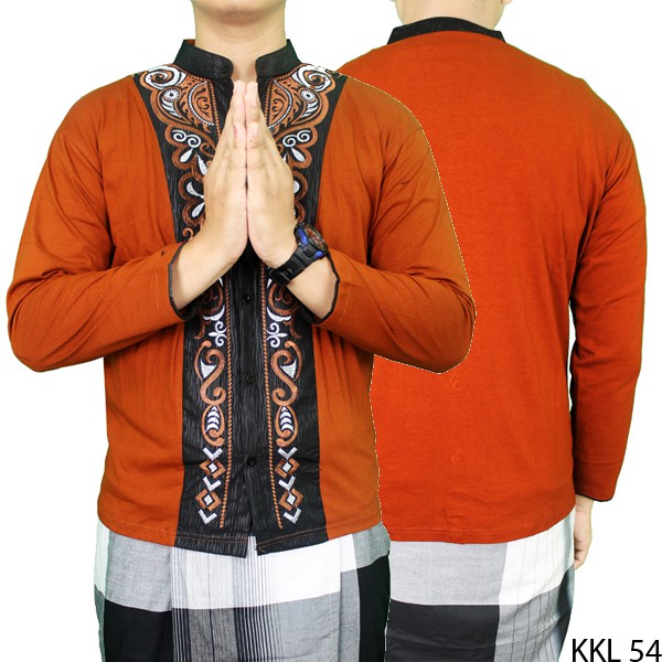 Baju Koko Lengan Panjang Dewasa Katun Coklat Muda – KKL 54