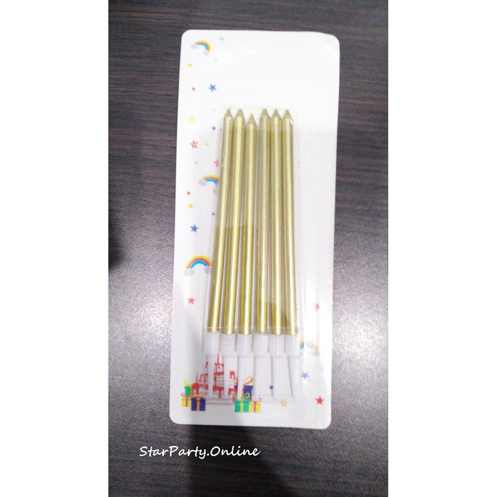 Lilin Panjang Emas 6pcs /Silver /Mix /Lilin Ultah /Lilin Tusuk /Lilin