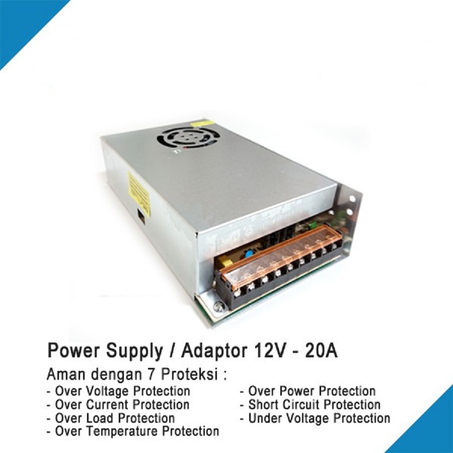 Power Supply 12V 20A Switching Adaptor Jaring 12 Volt CCTV 20 Amper