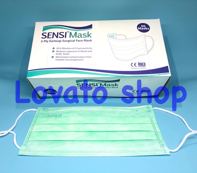 Sensi Surgical Masker Face Mask 3ply Earloop Penutup Wajah Muka Kotoran Debu Dust Gojek Grab Motor Shopee Indonesia