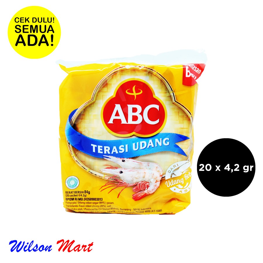 

ABC TERASI UDANG ISI 20 SACHET X 4,2 GRAM 84 GRAM