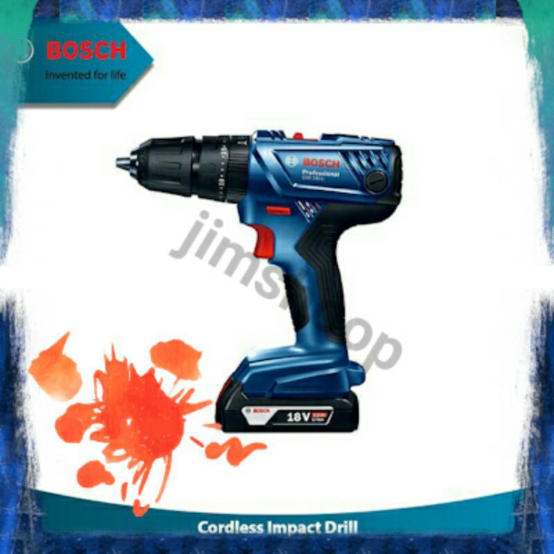 bor cordless bosch 18V 13mm include 2 baterai / cordless impact drill bosch 18V 13mm 2baterai